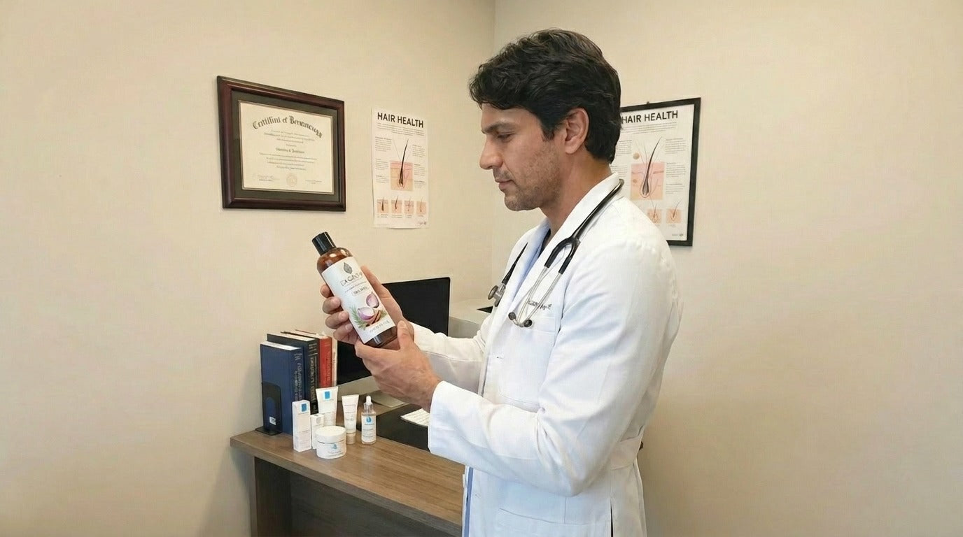 Dr. Romero analizando Shampoo Excalvo